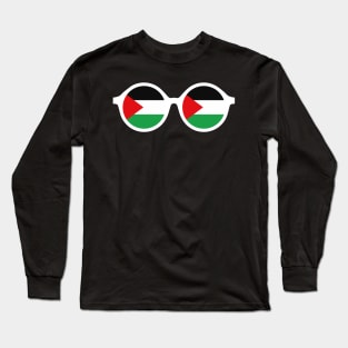 Palestine Flag Goggles - Funny Middle East Poster Long Sleeve T-Shirt